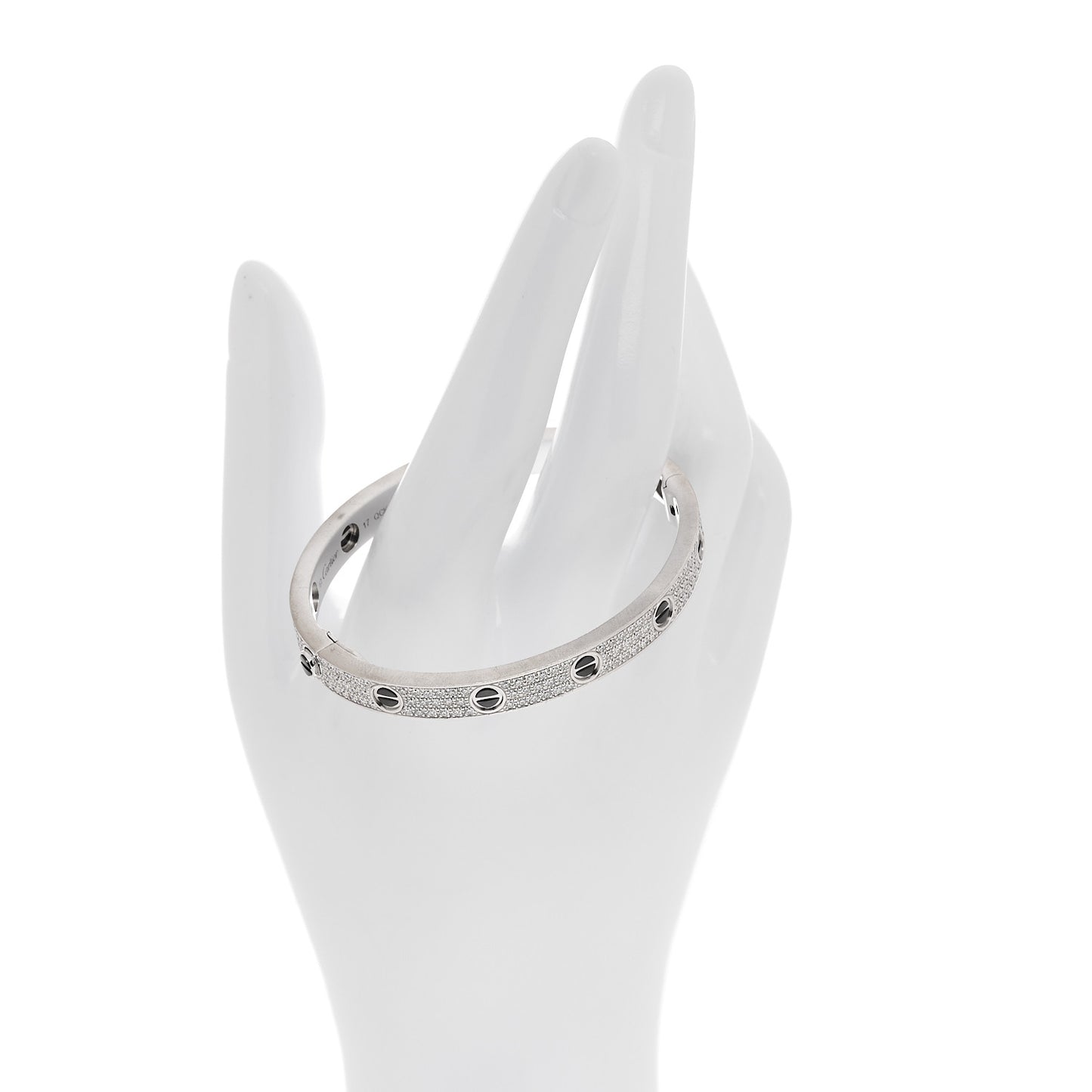 18K White Gold Diamond Ceramic LOVE Paved Bracelet 17
