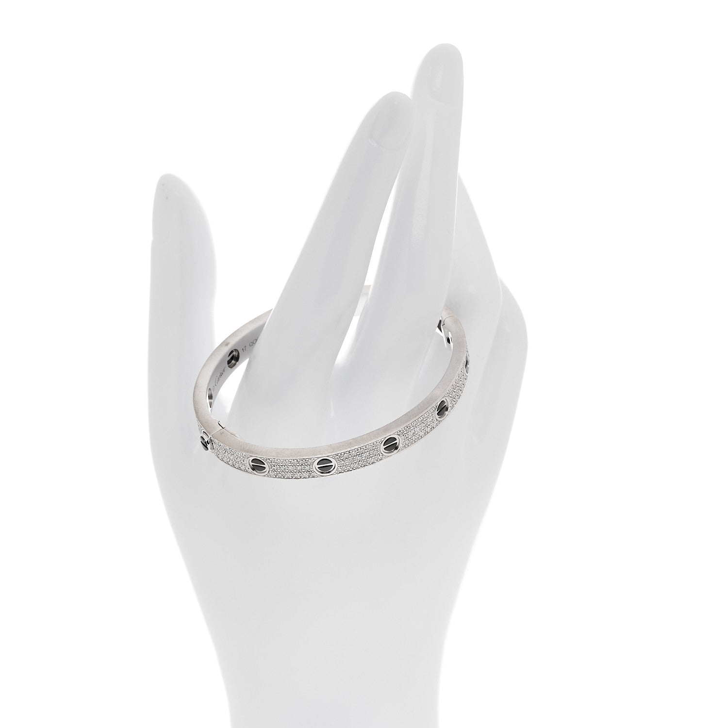 Cartier 18K White Gold Diamond Ceramic LOVE Paved Bracelet 17 2 of 9
