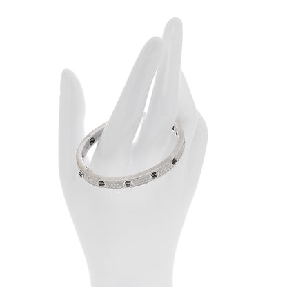Cartier 18K White Gold Diamond Ceramic LOVE Paved Bracelet 17 2 of 9