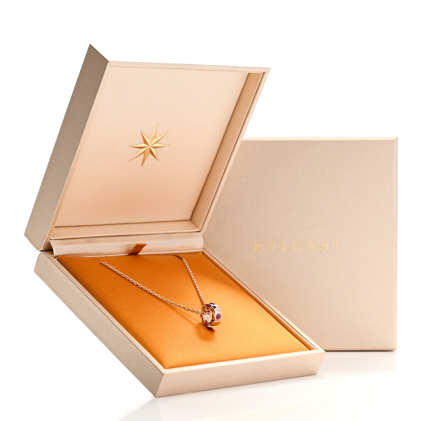 18K Rose Gold Ruby Serpenti Viper Pendant Necklace