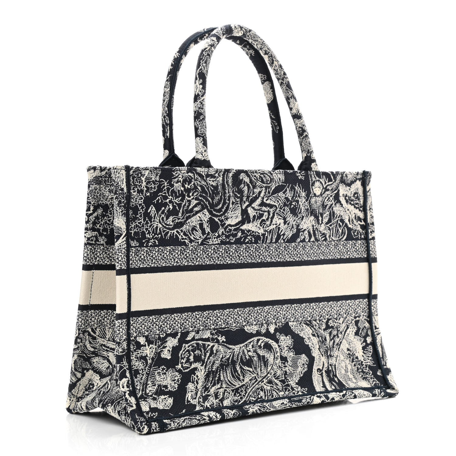 Christian Dior Canvas Embroidered Medium Toile De Jouy Reverse Book Tote Blue 3 of 10
