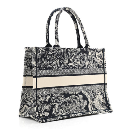 Christian Dior Canvas Embroidered Medium Toile De Jouy Reverse Book Tote Blue 3 of 10