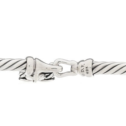 David Yurman Sterling Silver Diamond 3mm Cable Collectibles Heart Lock Bracelet 3 of 3