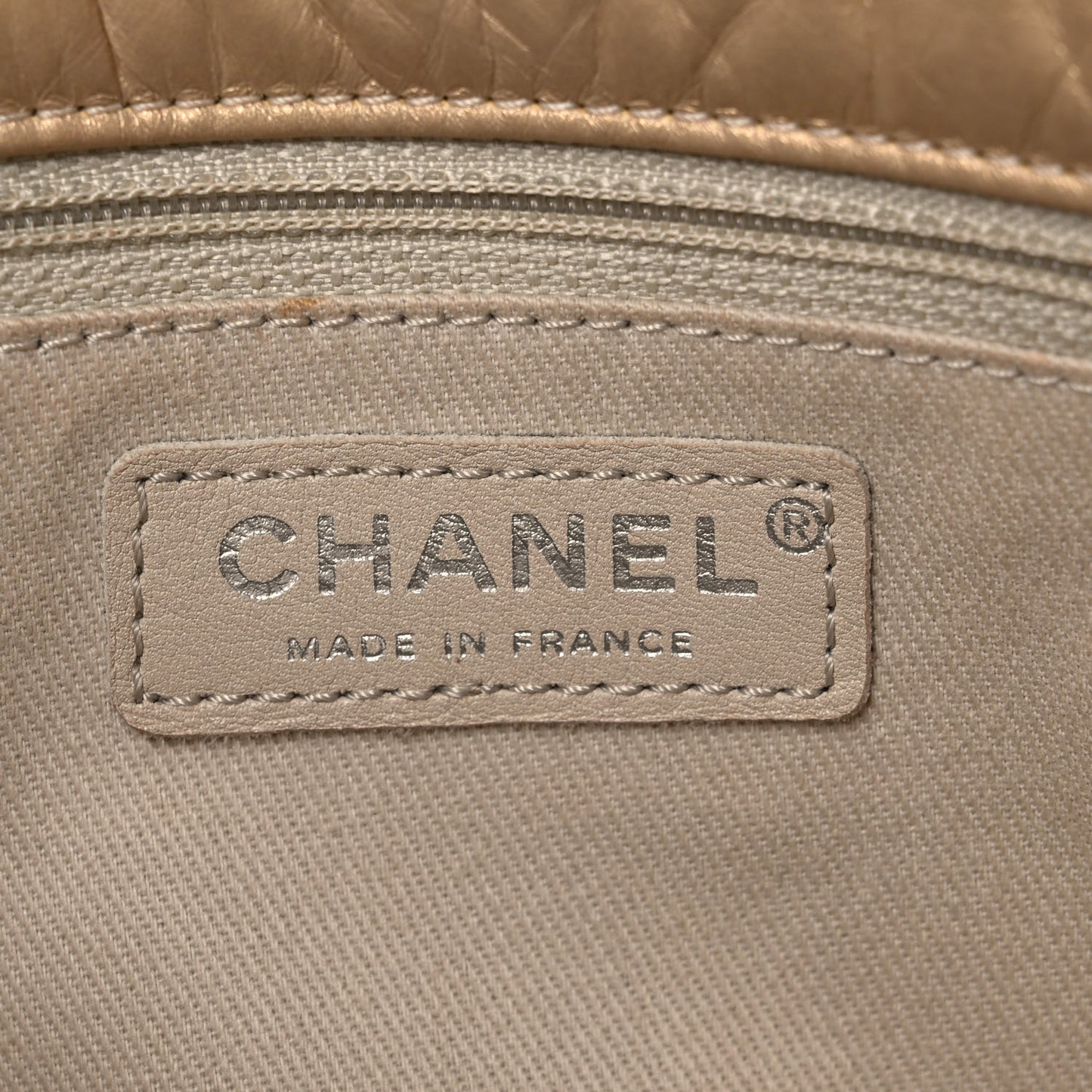 Metallic Aged Calfskin Quilted Reissue 2.55 Tote Light Gold