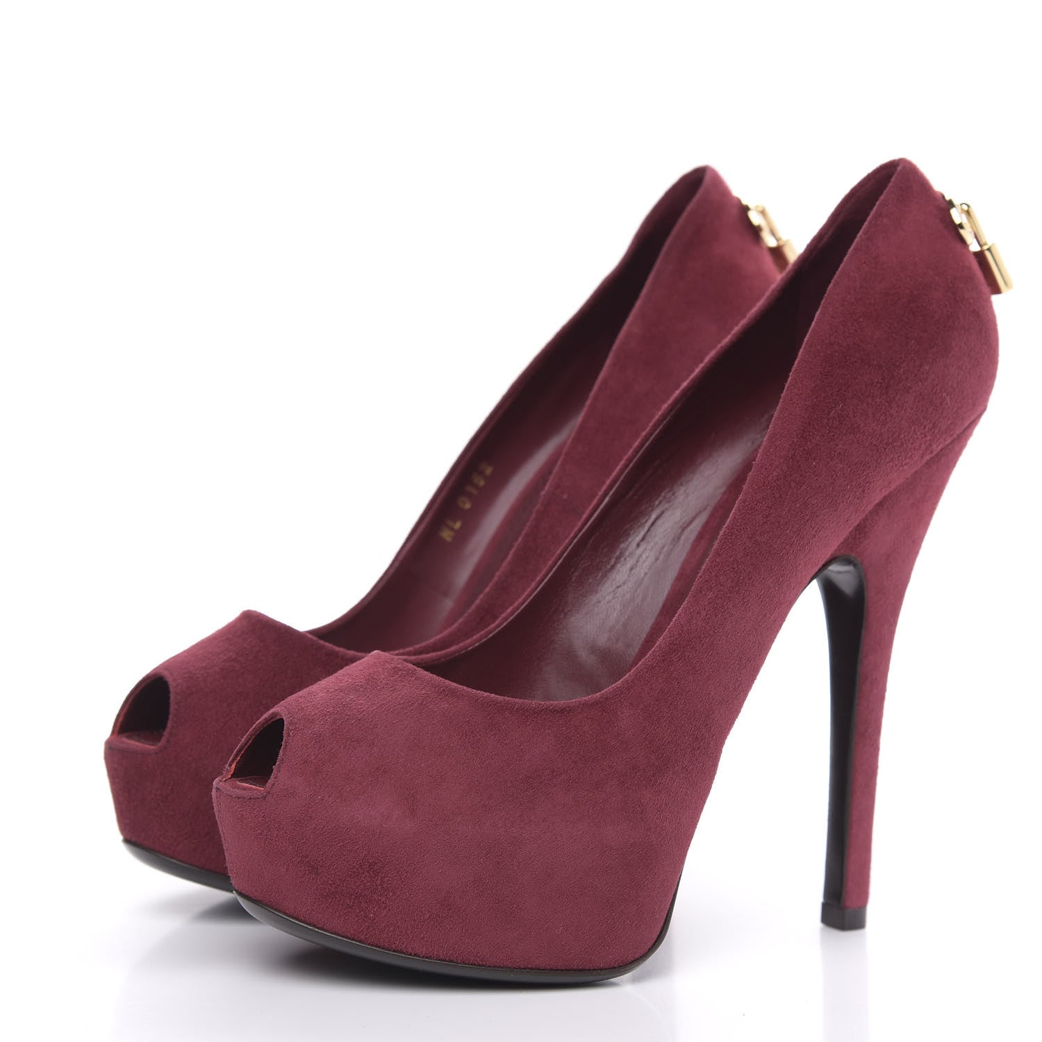 Louis Vuitton Suede Oh Really Peep Toe Pumps 38 Grenat 3 of 9