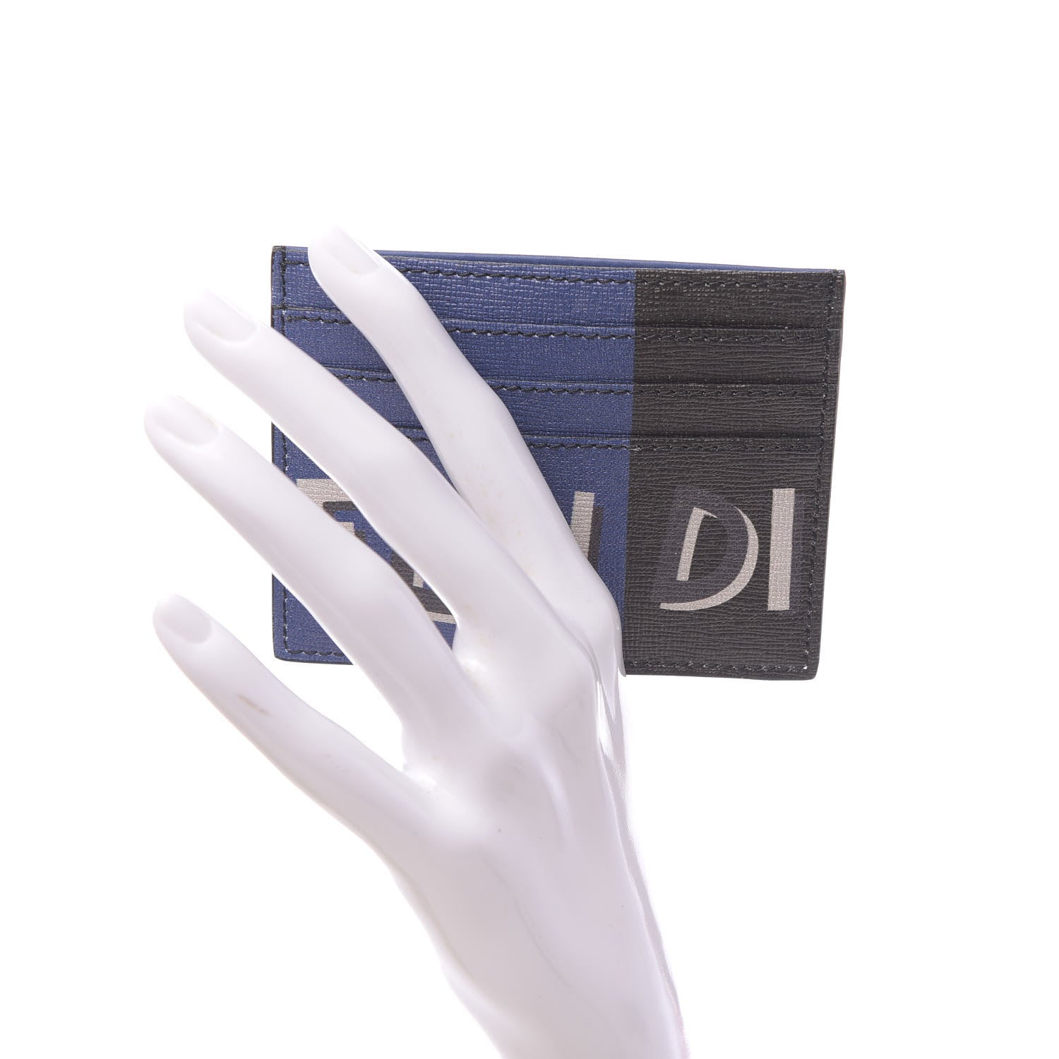 Fendi Vitello Elite Century Shadow Logo Card Holder Blue Neon 2 of 8