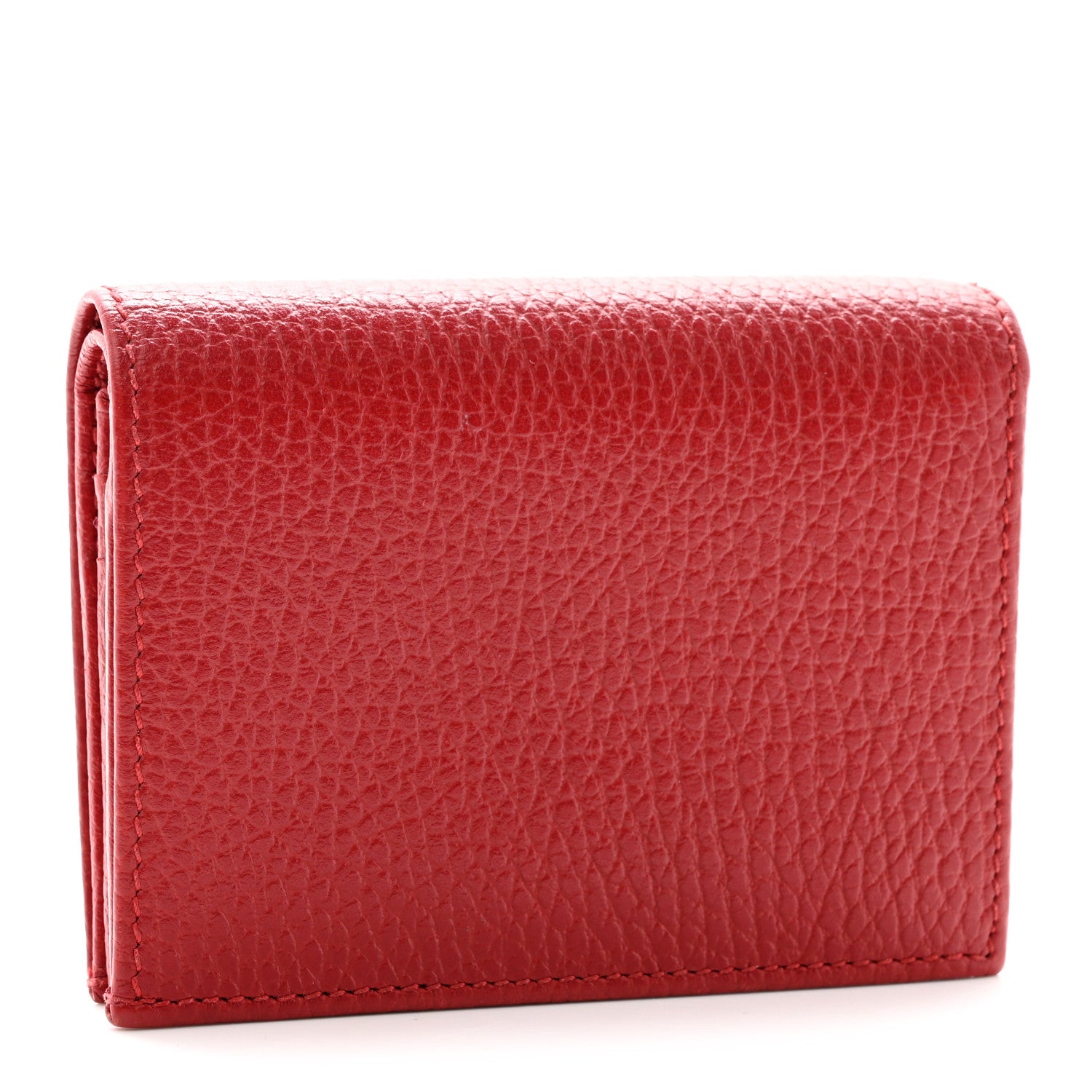 Gucci Pebbled Calfskin GG Marmont Card Case Hibiscus Red 3 of 15
