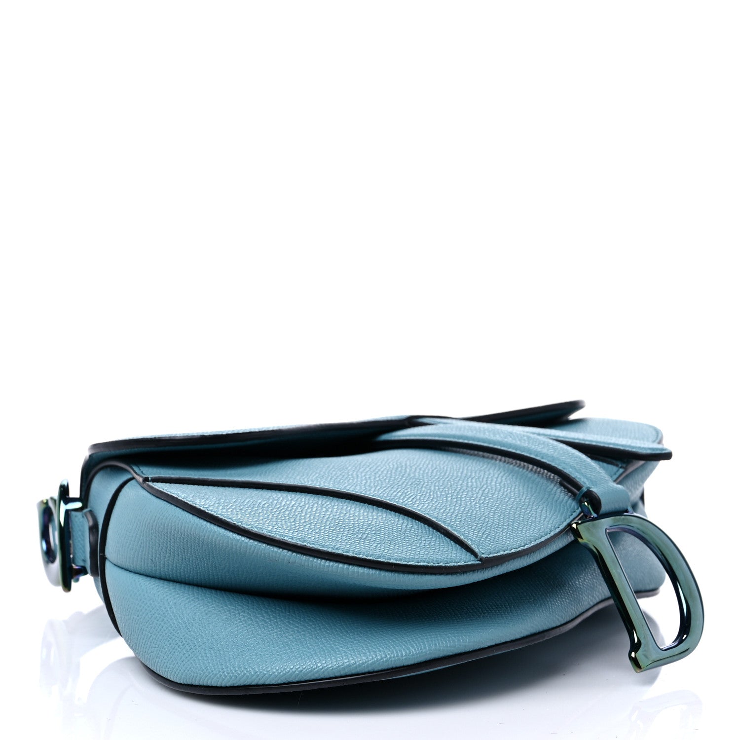 Christian Dior Grained Calfskin Saddle Bag Azure Blue 4 of 11