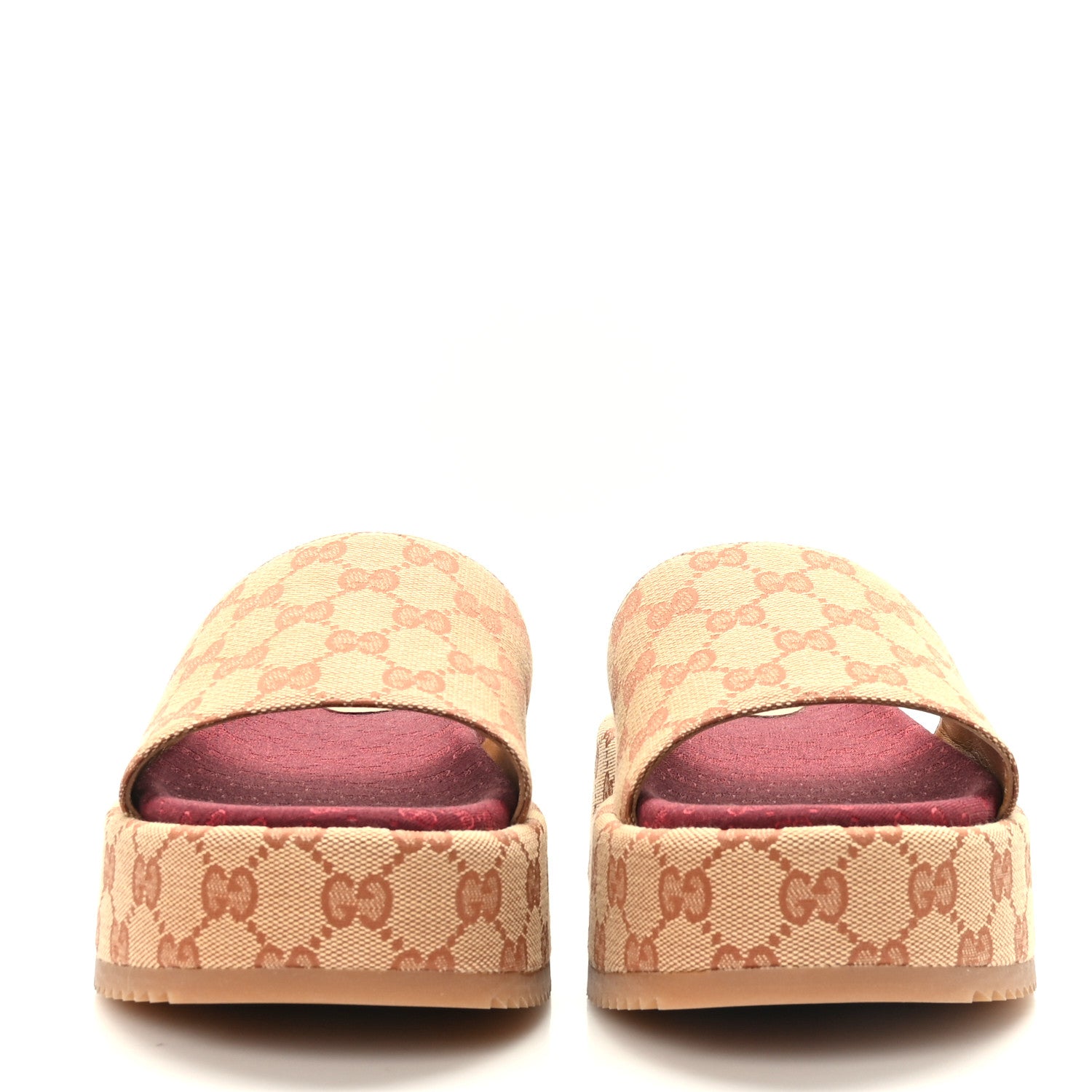 Gucci Canvas GG Monogram Angelina Platform Slide Sandals 40 Beige Ruggine 2 of 7
