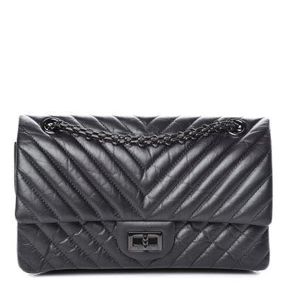 Chanel Aged Calfskin Chevron Quilted 2.55 Reissue 225 Flap So Black 1 of 11