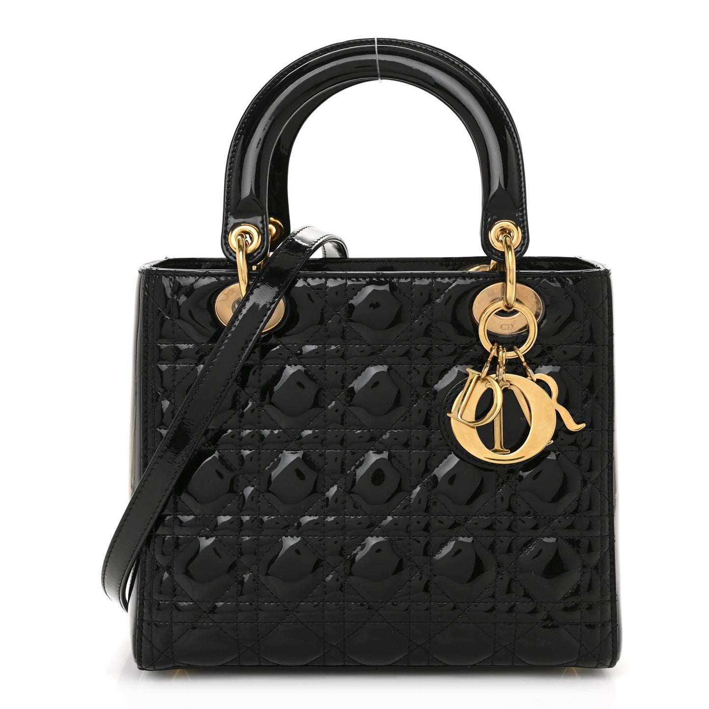 Patent Cannage Medium Lady Dior Black