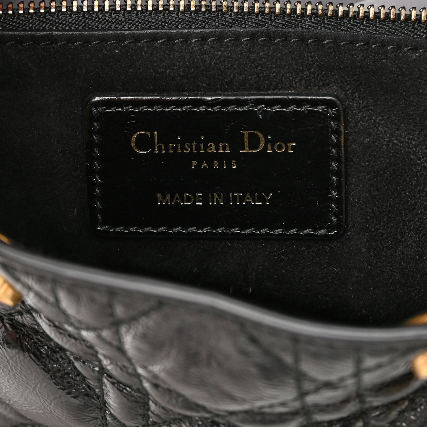 Crinkled Patent Cannage Small Lucky Badges My Lady Dior Black