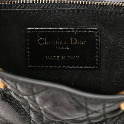 Christian Dior Crinkled Patent Cannage Small Lucky Badges My Lady Dior Black 6 of 15