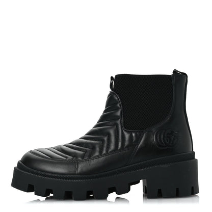 Gucci Calfskin Nappa Matelasse Frances Chelsea Boots 37 Black 1 of 15