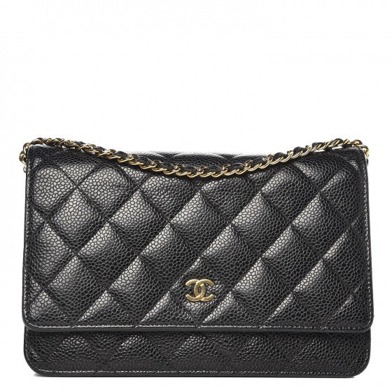 Caviar Quilted Wallet On Chain WOC Black