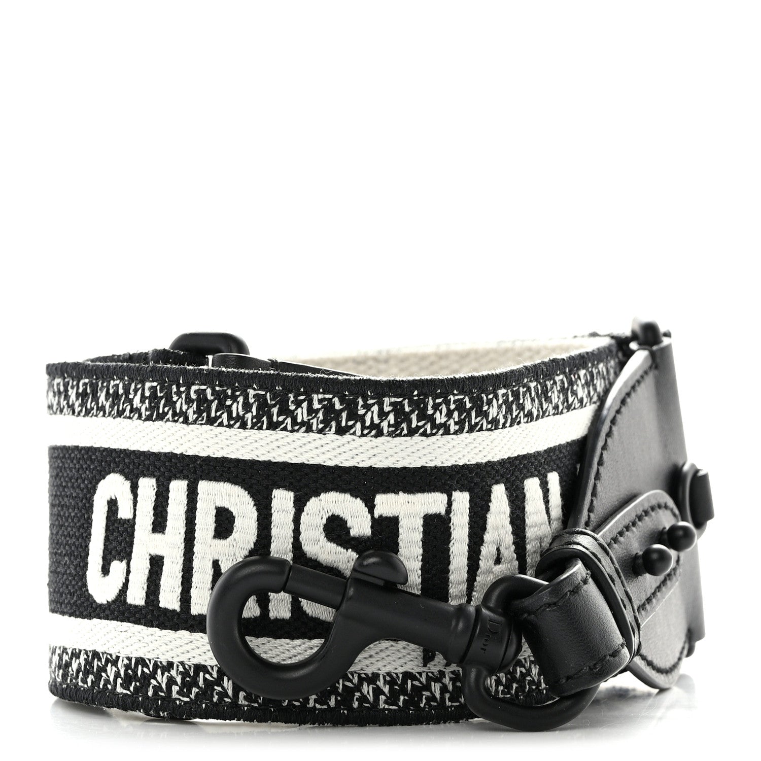 Christian Dior Canvas Embroidered Shoulder Strap Black Ultramatte 1 of 6
