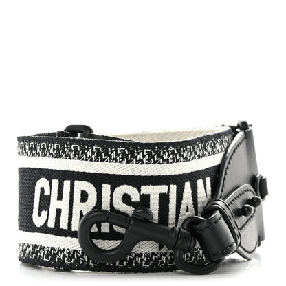 Christian Dior Canvas Embroidered Shoulder Strap Black Ultramatte 1 of 6