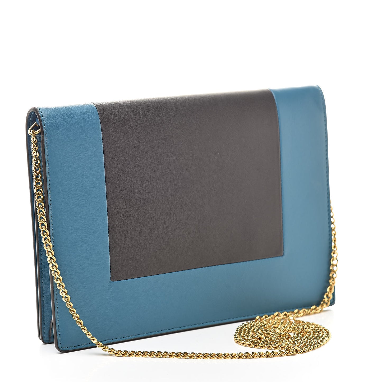 Smooth Lambskin Frame Evening Chain Clutch Turchese Liquorice