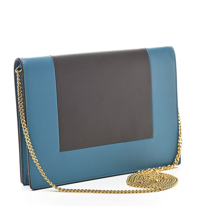 Celine Smooth Lambskin Frame Evening Chain Clutch Turchese Liquorice 3 of 14