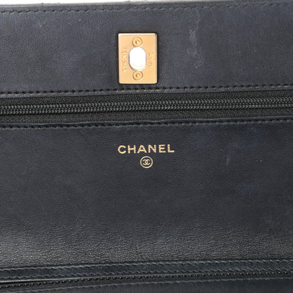 Chanel Lambskin Quilted CC Pearl Crush Wallet on Chain WOC Black 6 of 19