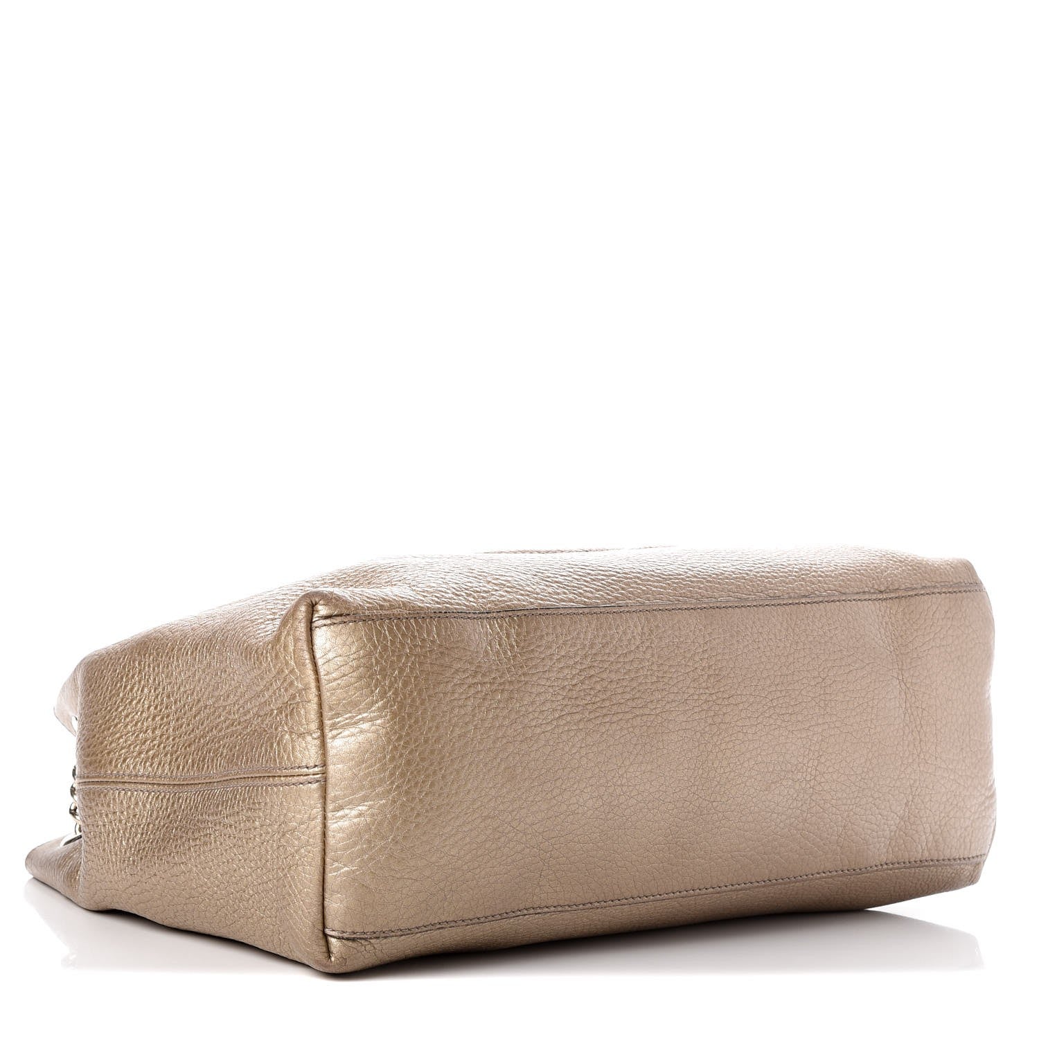 Gucci Metallic Pebbled Calfskin Medium Soho Chain Shoulder Bag Golden Beige 4 of 12