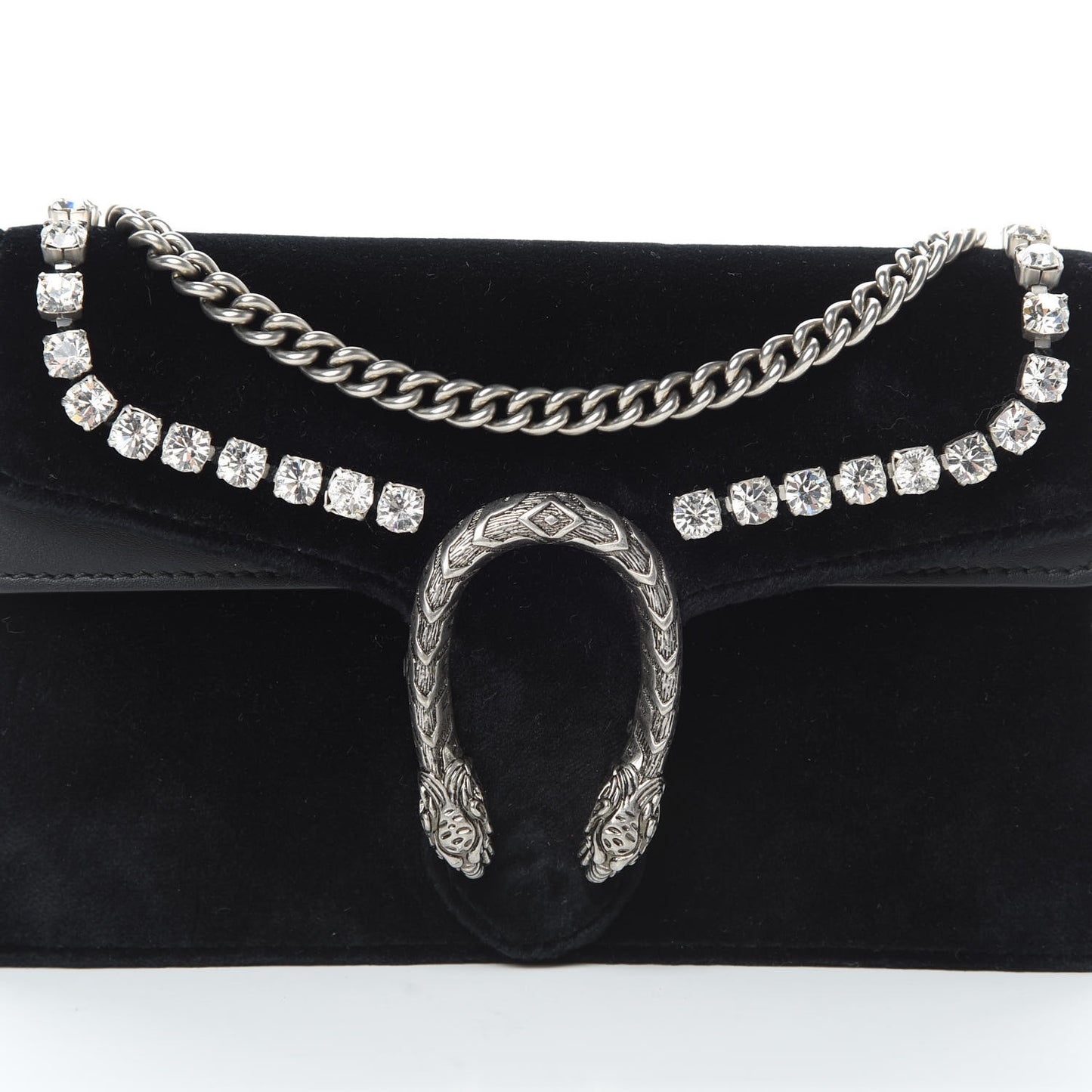 Velvet Crystal Super Mini Dionysus Shoulder Bag Black