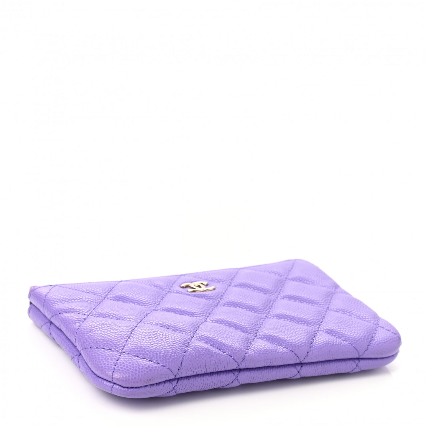 Caviar Quilted Small Cosmetic Case Purple