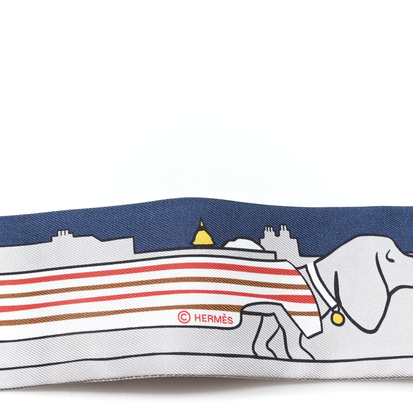 Silk Les Chiens Parisiens Twilly Gris Perle Bleu Jaune