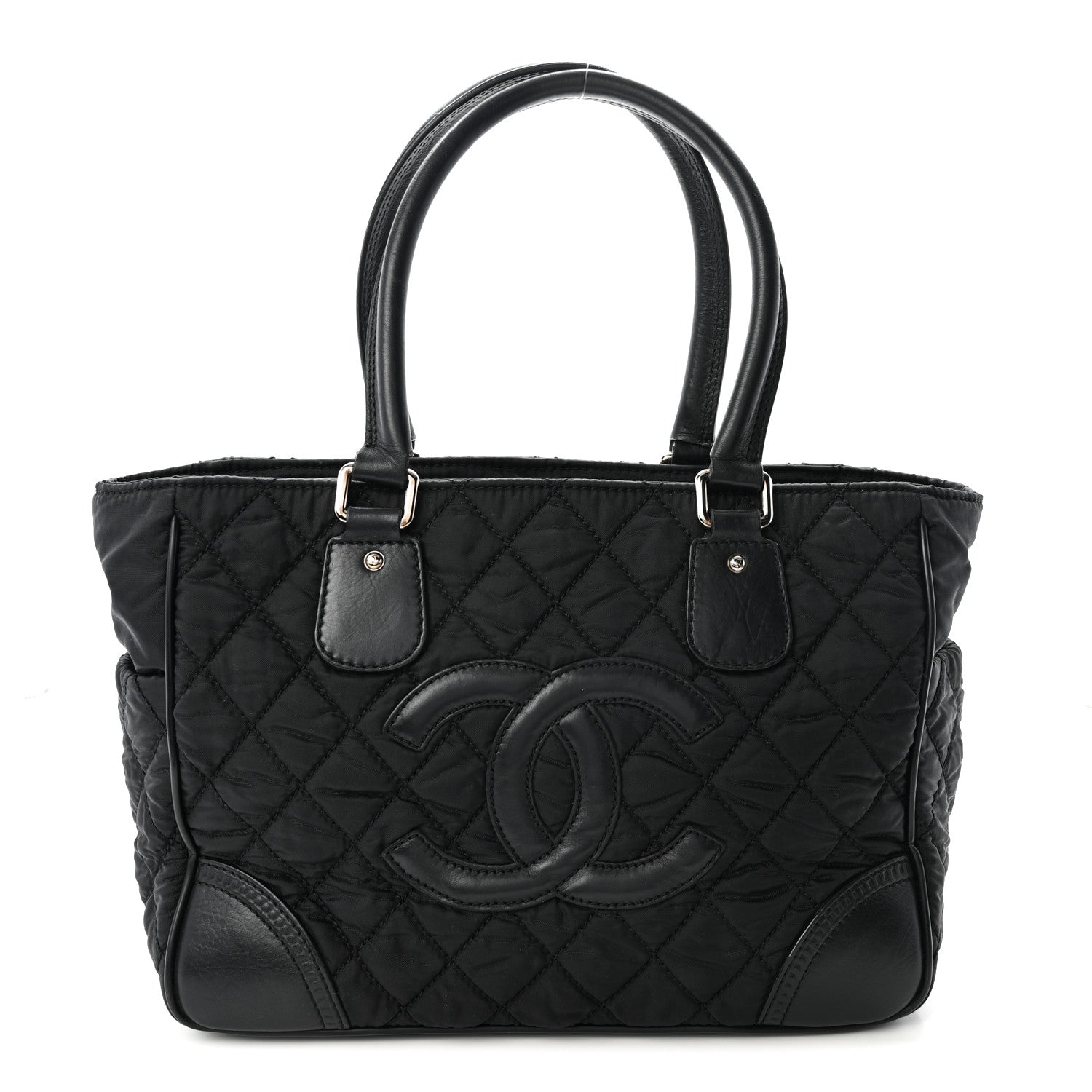 Chanel Nylon Calfskin Quilted CC Paris New York Tote Bag Black 1 of 12