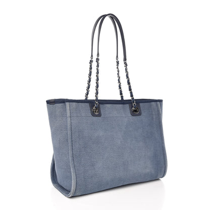 Chanel Canvas Small Deauville Tote Denim Blue 3 of 10