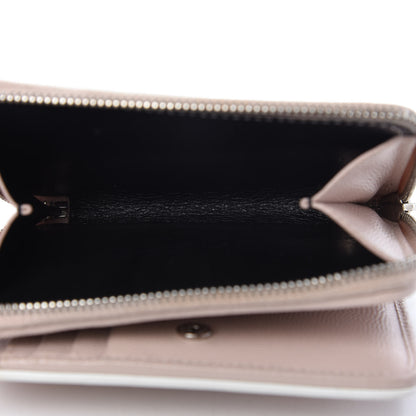Saint Laurent Grain De Poudre Matelasse Monogram Compact Zip Around Wallet Pale Pink 6 of 11