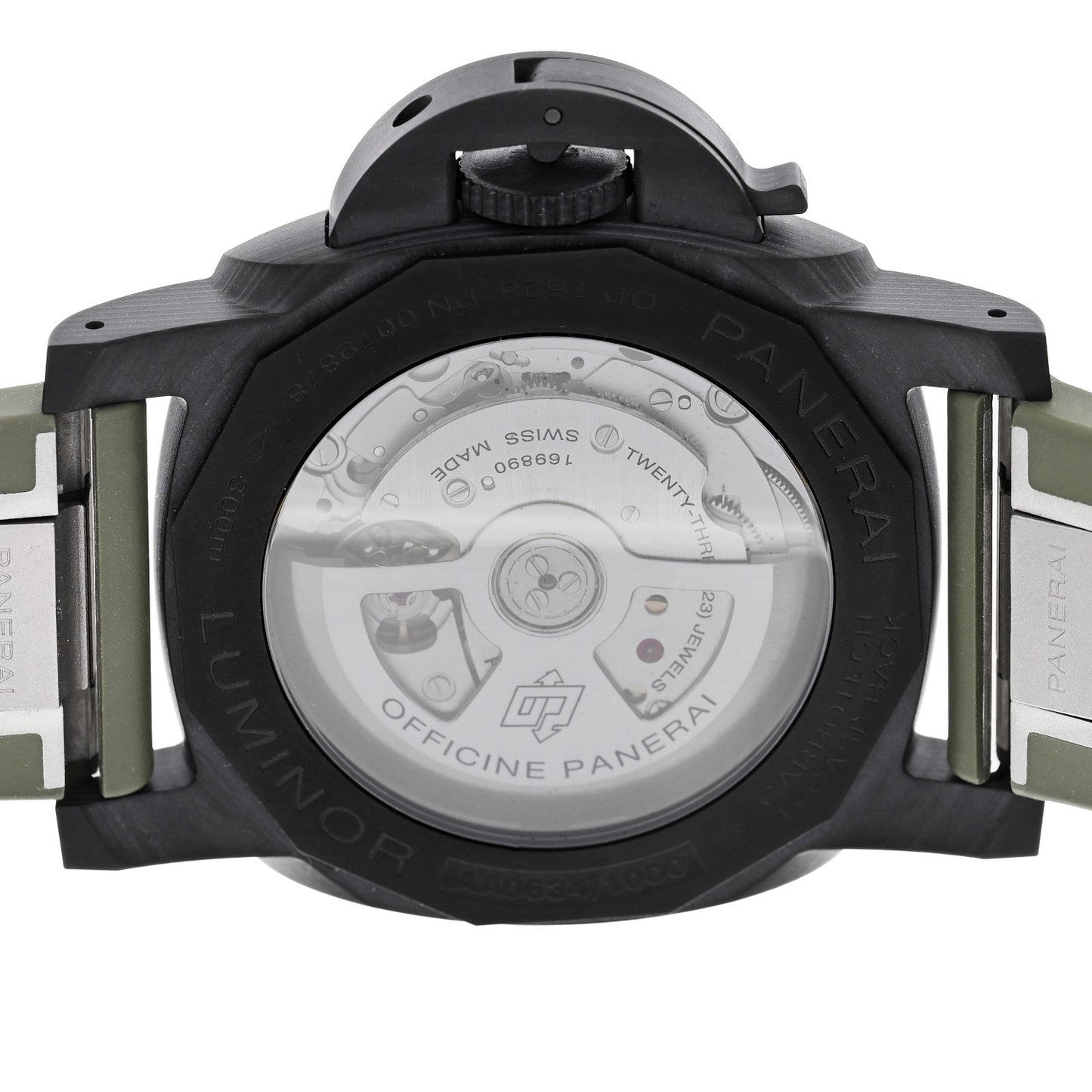 Carbon Rubber 40mm Luminor Quaranta Carbotech Automatic Watch Green PAM01526