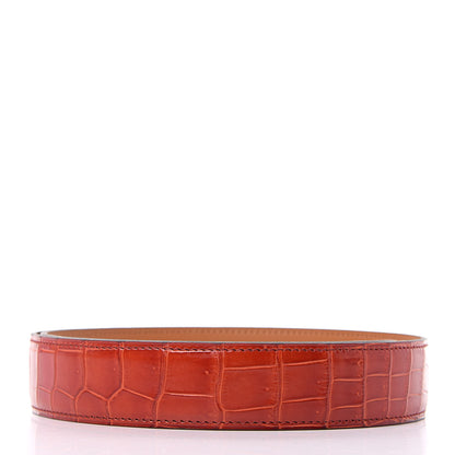 Hermes Shiny Porosus Crocodile 32mm Belt Strap 80 Geranium 2 of 7