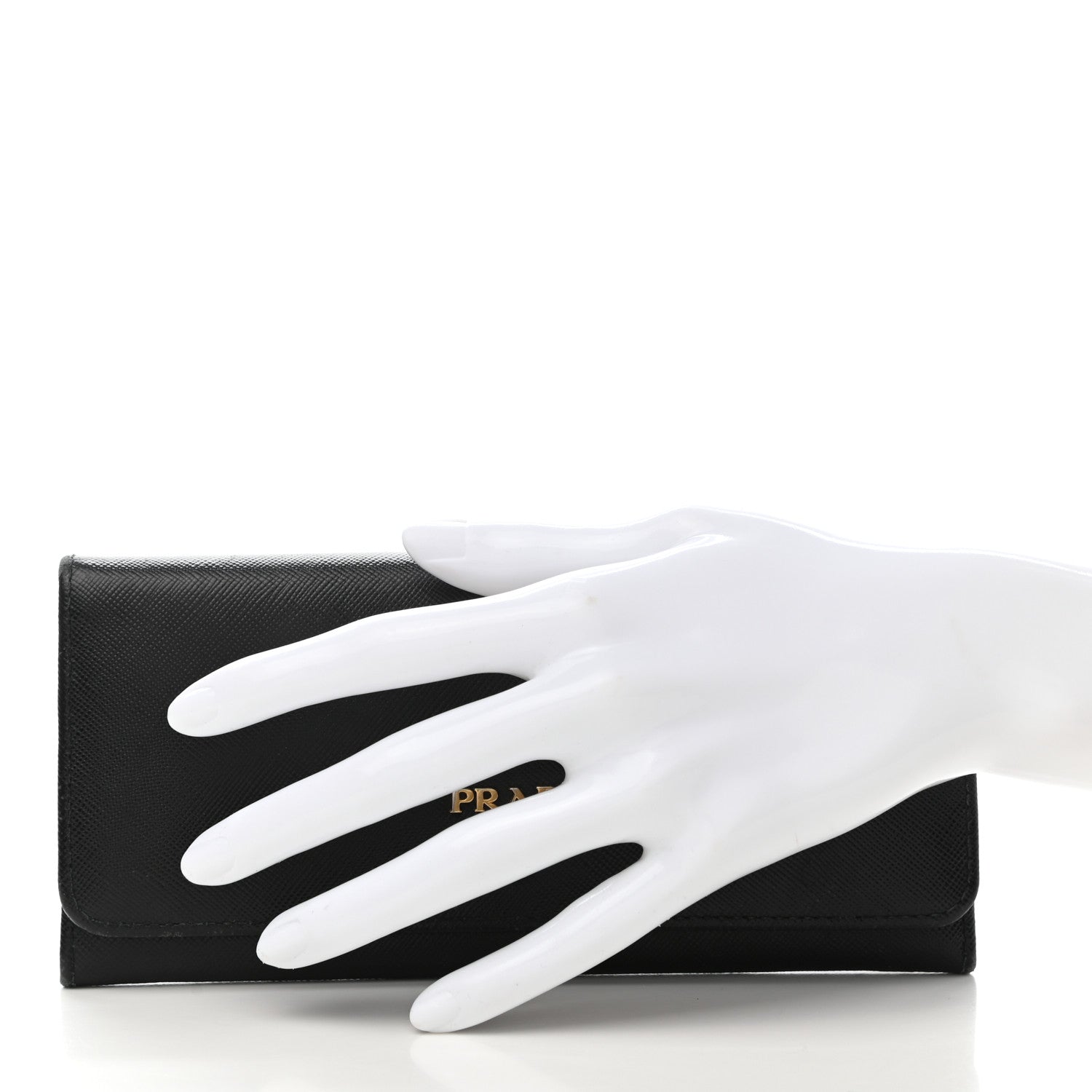 Prada Saffiano Metal Continental Flap Wallet Black 2 of 6