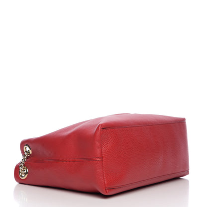 Gucci Pebbled Calfskin Medium Soho Chain Shoulder Bag Tabasco Red 3 of 9