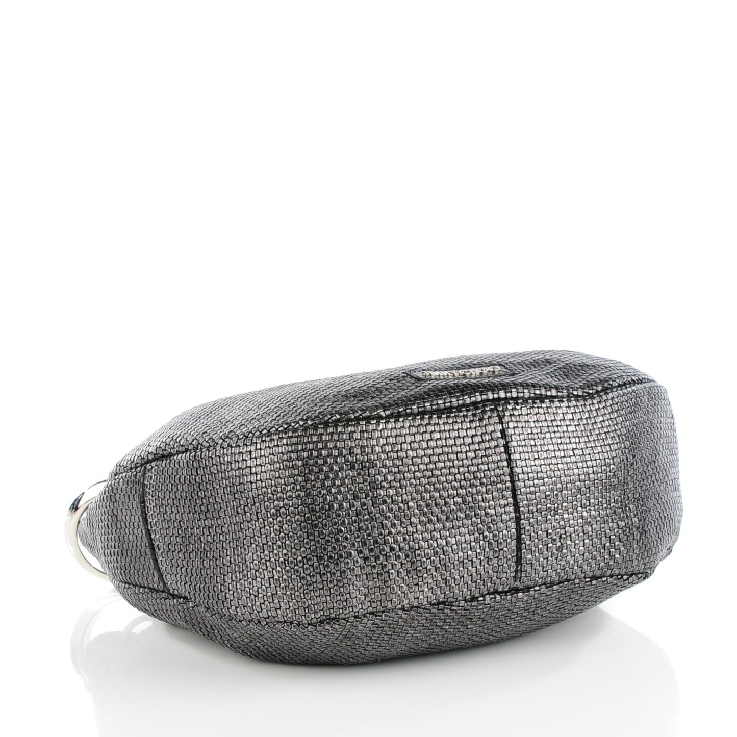 Metallic Woven Leather Solar S Hobo Old Silver