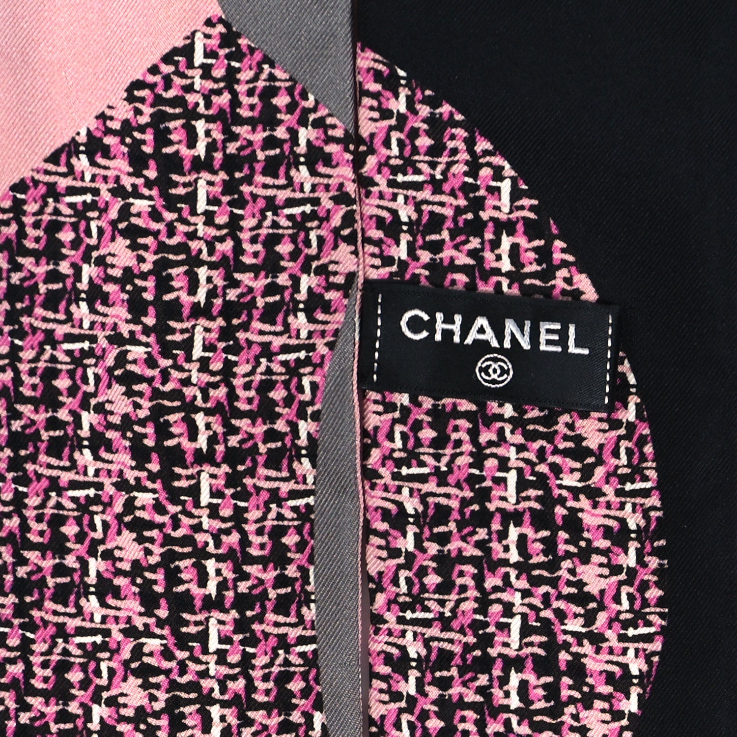 Chanel Silk Twill Slim Bandeau Scarf Pink Grey Light Pink 4 of 5