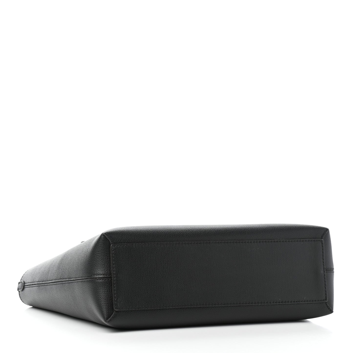 Grainy Calfskin Haymarket Check Medium Reversible Tote Black