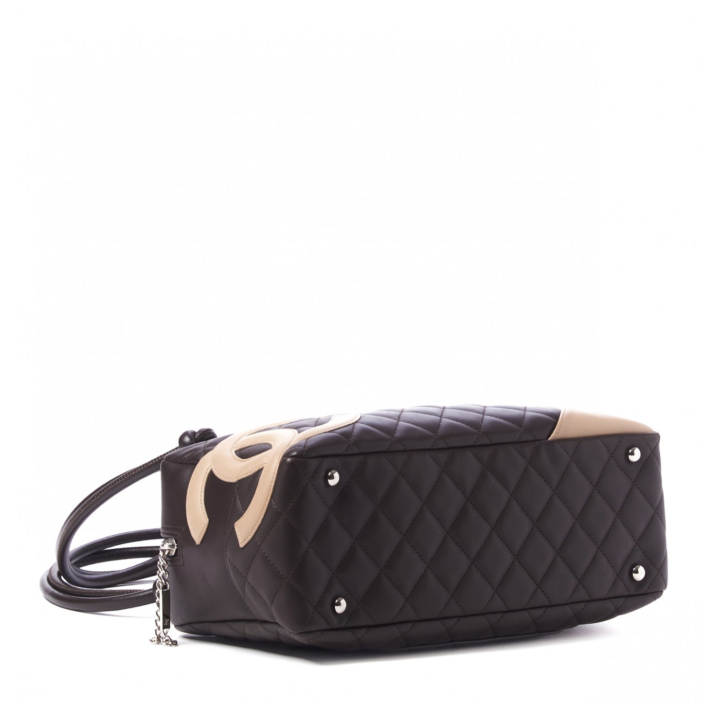 Calfskin Quilted Cambon Large Bowler Brown Beige