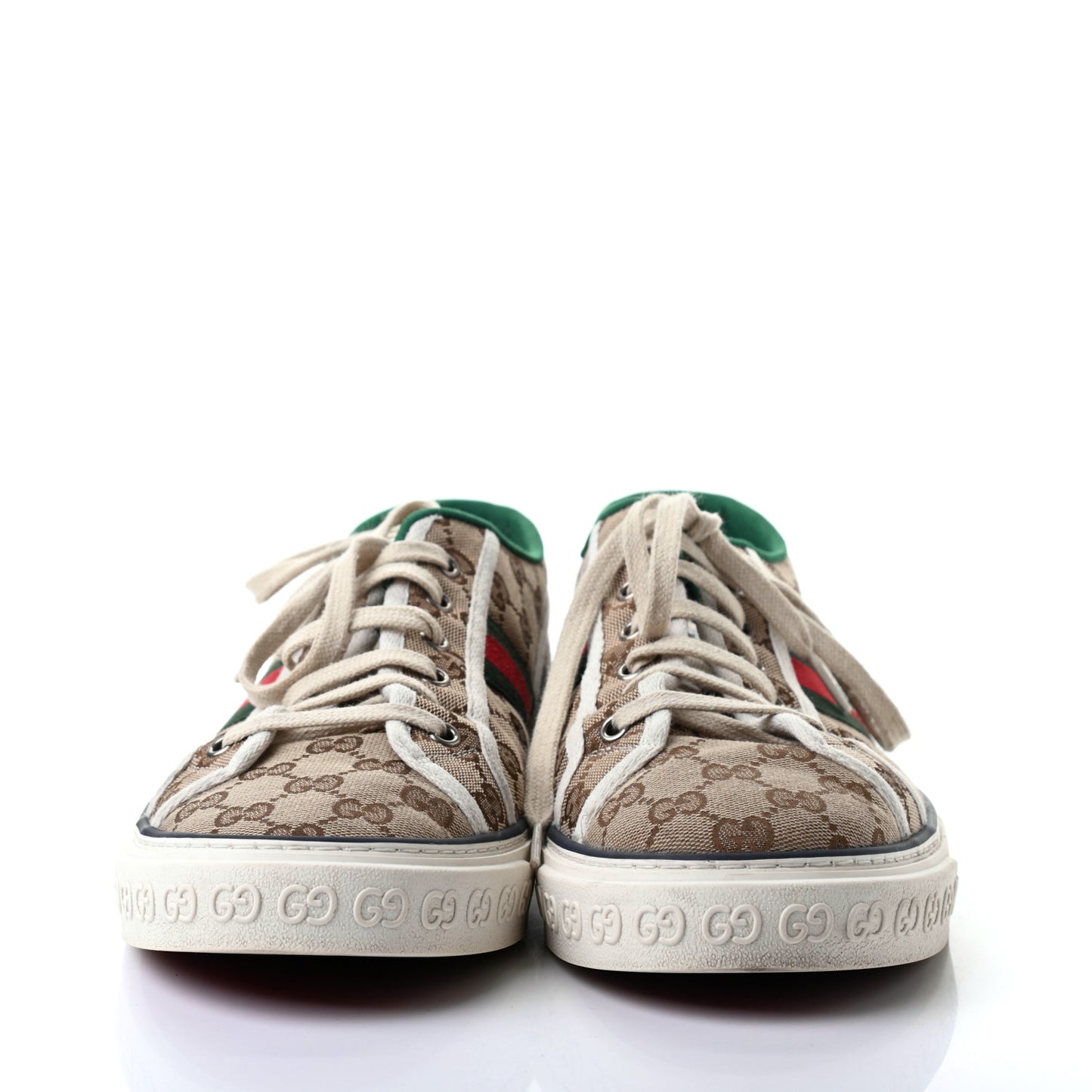 GG Monogram Web Mens 1977 Tennis Sneakers 11 Beige Ebony Mystic White
