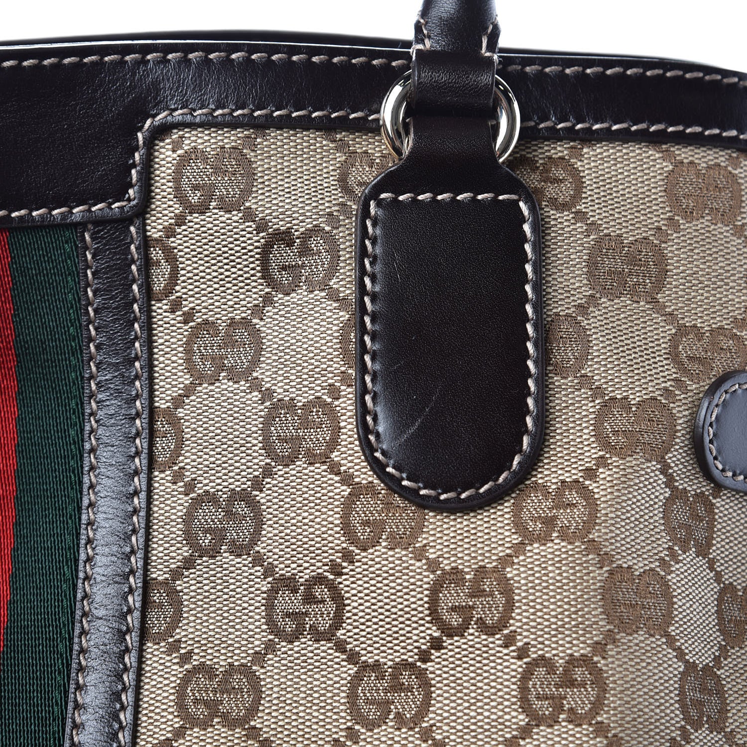 Gucci Monogram Vintage Web Large Tassel Tote Brown 10 of 11