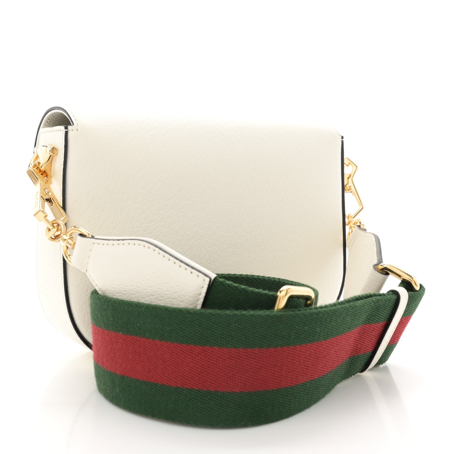 X ADIDAS Textured Dollar Calfskin Web Trefoil Mini Horsebit 1955 Shoulder Bag Off White Black