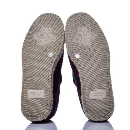 Gucci Covered Wool GG Monogram Womens Fria Horsebit Loafers 36 Blue Red Butterscotch 5 of 8