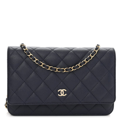 Chanel Caviar Quilted Wallet On Chain WOC Navy Blue 1 of 11