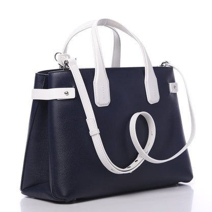 Burberry Derby Calfskin House Check Medium Bi-Color Banner Tote Regency Blue White 2 of 10