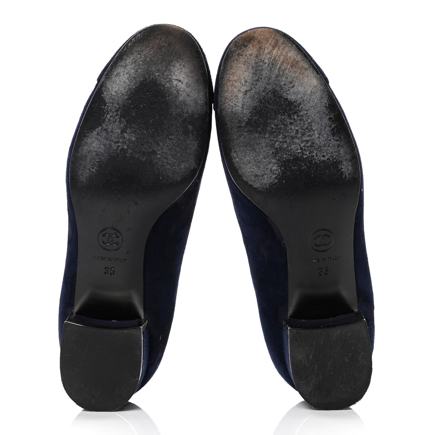 Chanel Suede Cap Toe CC Pumps 35 Navy 4 of 6