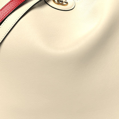 Gucci Softy Wonka Textured Dollar Calfskin Medium Diana Bamboo Shoulder Bag Mystic White Hibiscus Red 8 of 10