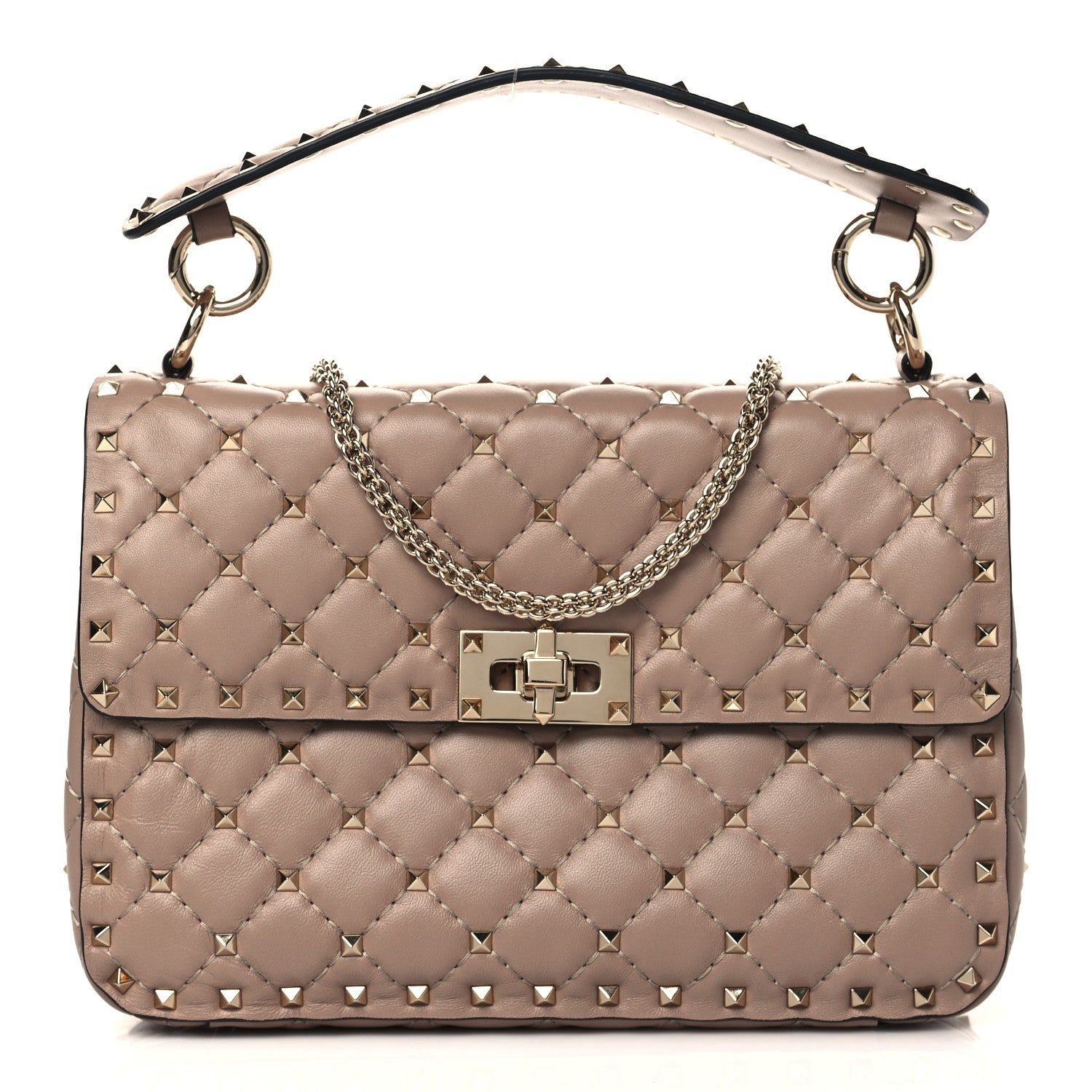 Valentino Garavani Lambskin Medium Rockstud Spike Shoulder Bag Poudre 1 of 7