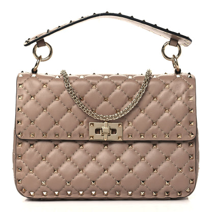 Valentino Garavani Lambskin Medium Rockstud Spike Shoulder Bag Poudre 1 of 7