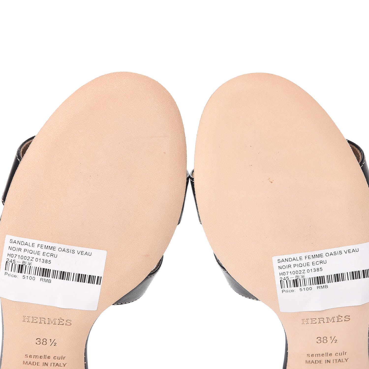 Hermes Calfskin Oasis Sandals 38.5 Black 9 of 11
